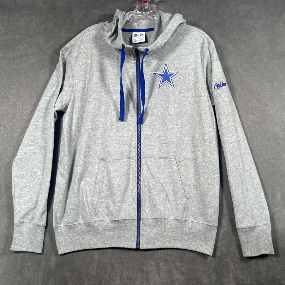 Dallas Cowboys Nike Womens Full Zip Hoodie Gray Sweatshirt Lightweight M NFL